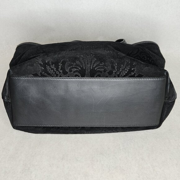 Gucci Brocade Soft Stirrup Black Suede Leather Purse Tote Handbag - Picture 7 of 13
